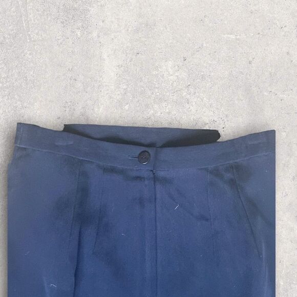 Travis Ayers | EUC Vintage Women’s 100% Silk Navy Blue Pencil Skirt Size 2P - Picture 5 of 10
